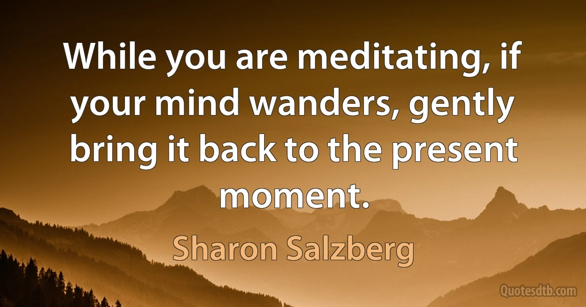 While you are meditating, if your mind wanders, gently bring it back to the present moment. (Sharon Salzberg)