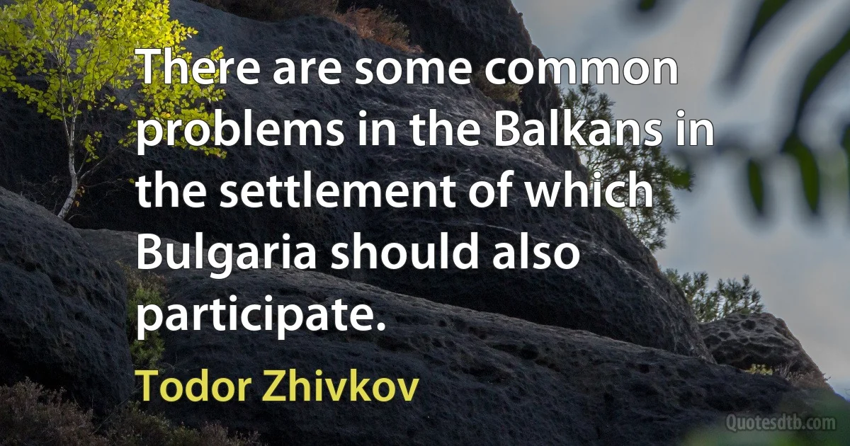 There are some common problems in the Balkans in the settlement of which Bulgaria should also participate. (Todor Zhivkov)