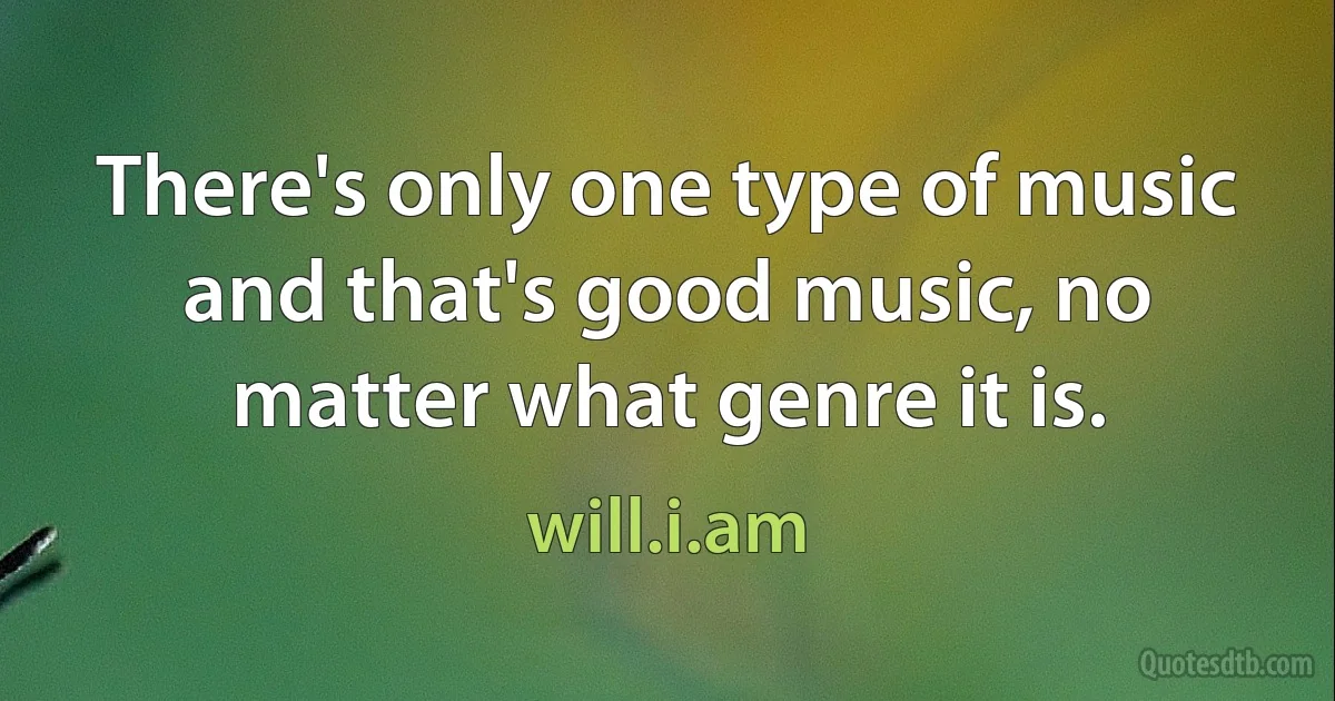 There's only one type of music and that's good music, no matter what genre it is. (will.i.am)