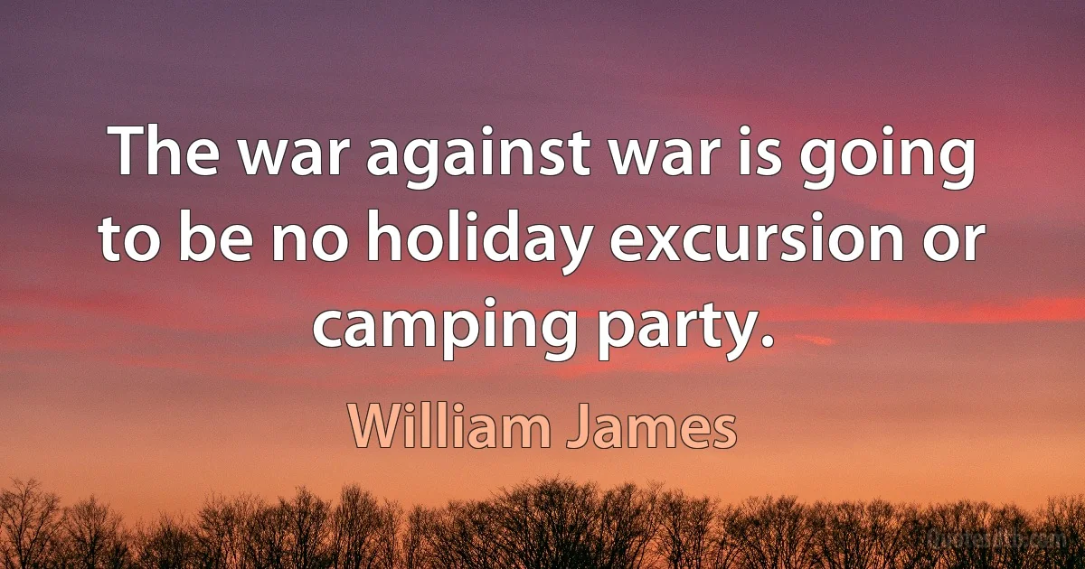 The war against war is going to be no holiday excursion or camping party. (William James)