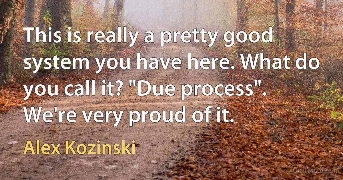 This is really a pretty good system you have here. What do you call it? "Due process". We're very proud of it. (Alex Kozinski)