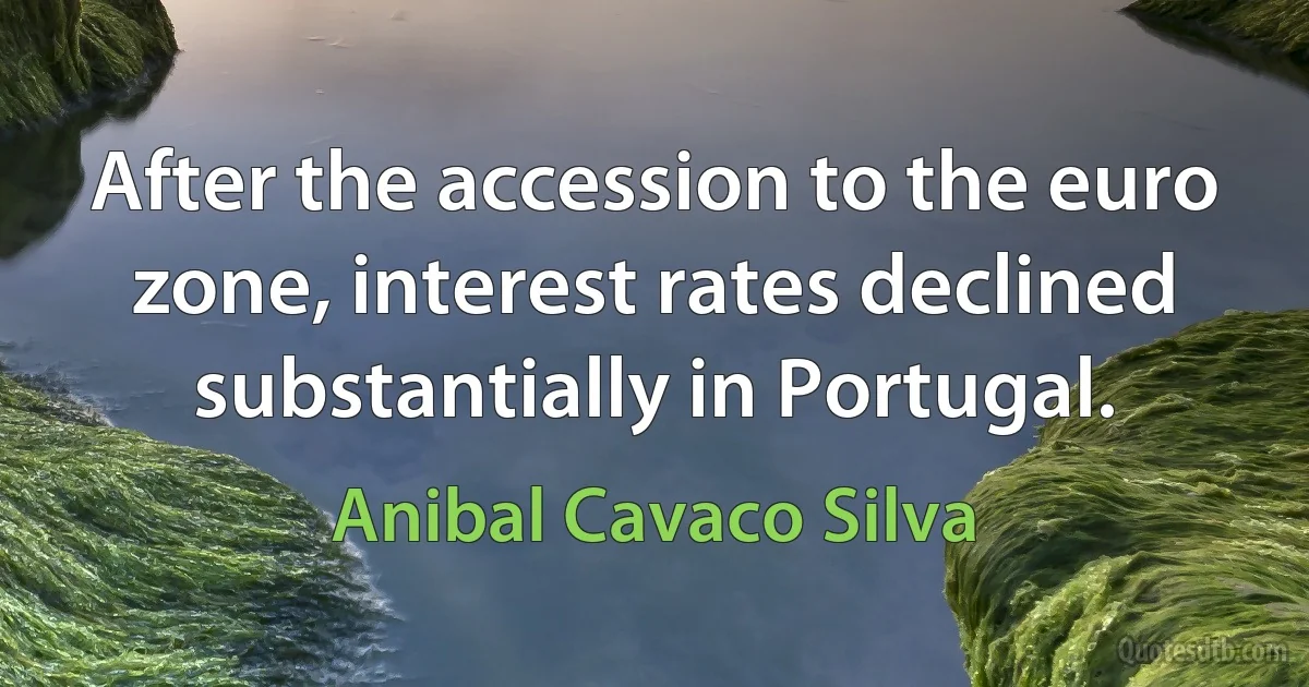 After the accession to the euro zone, interest rates declined substantially in Portugal. (Anibal Cavaco Silva)