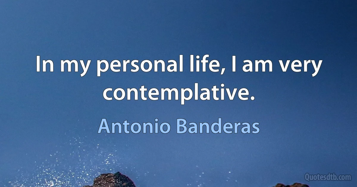 In my personal life, I am very contemplative. (Antonio Banderas)