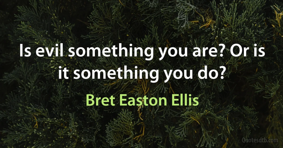 Is evil something you are? Or is it something you do? (Bret Easton Ellis)