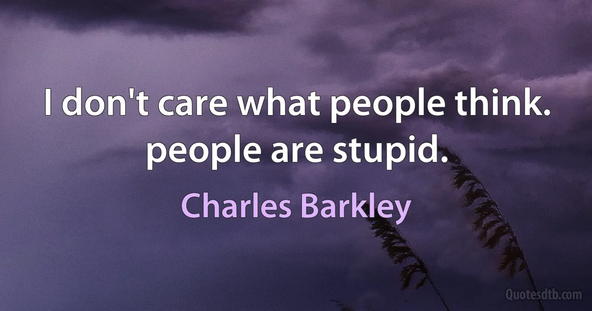 I don't care what people think. people are stupid. (Charles Barkley)