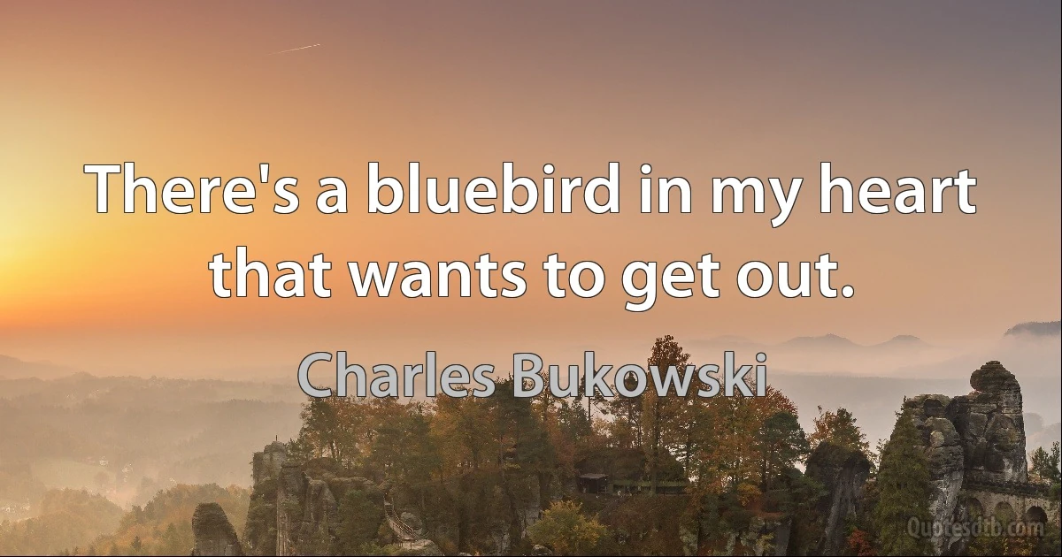 There's a bluebird in my heart that wants to get out. (Charles Bukowski)