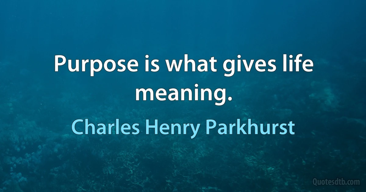 Purpose is what gives life meaning. (Charles Henry Parkhurst)