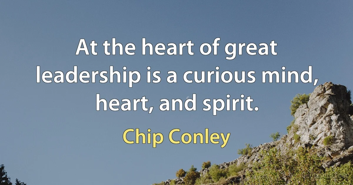 At the heart of great leadership is a curious mind, heart, and spirit. (Chip Conley)