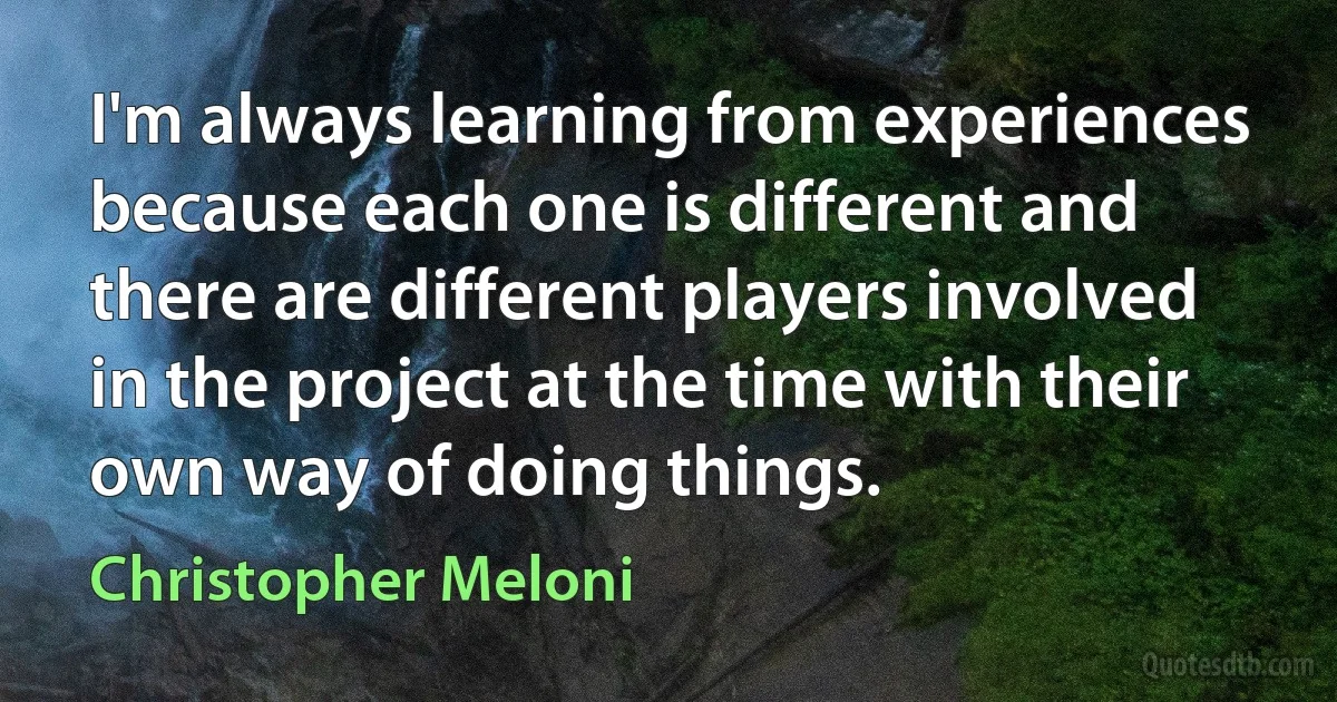 I'm always learning from experiences because each one is different and there are different players involved in the project at the time with their own way of doing things. (Christopher Meloni)