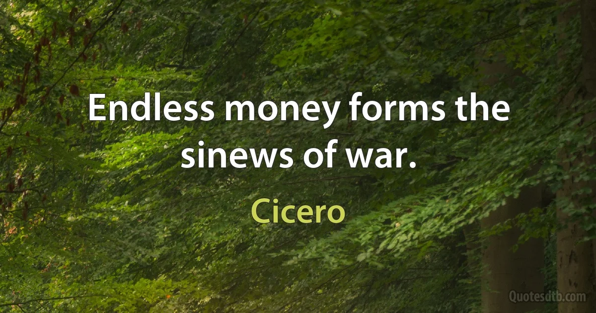 Endless money forms the sinews of war. (Cicero)