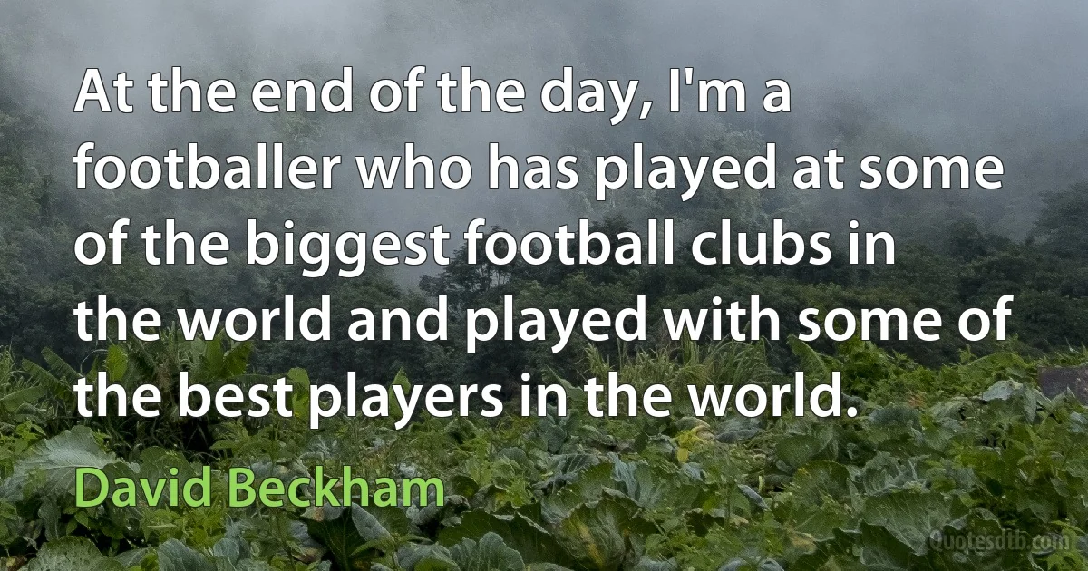 At the end of the day, I'm a footballer who has played at some of the biggest football clubs in the world and played with some of the best players in the world. (David Beckham)