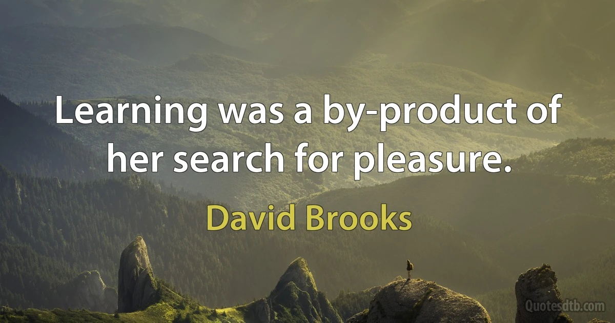 Learning was a by-product of her search for pleasure. (David Brooks)