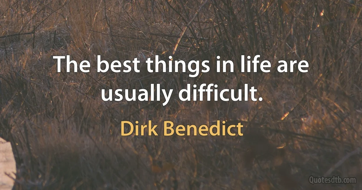 The best things in life are usually difficult. (Dirk Benedict)