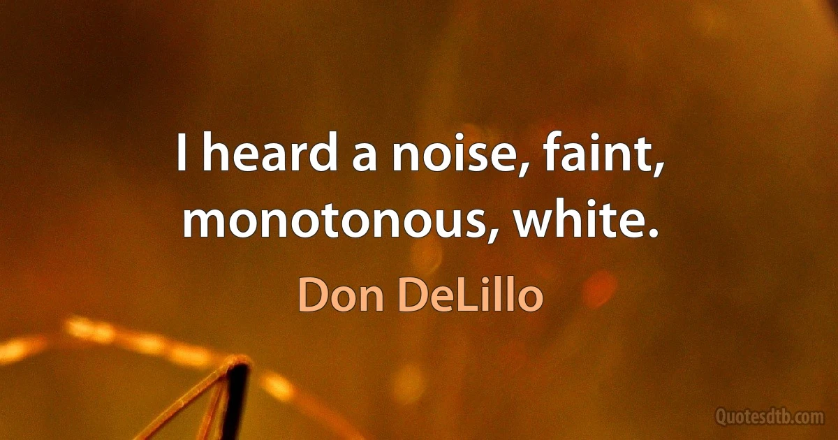 I heard a noise, faint, monotonous, white. (Don DeLillo)