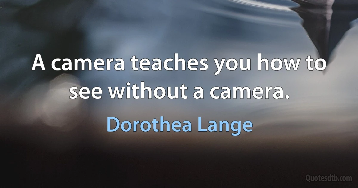 A camera teaches you how to see without a camera. (Dorothea Lange)