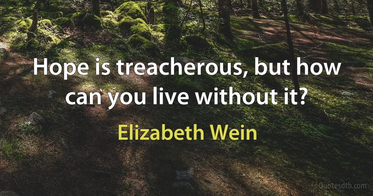 Hope is treacherous, but how can you live without it? (Elizabeth Wein)