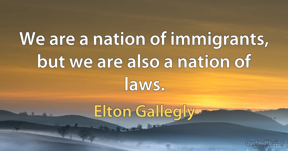 We are a nation of immigrants, but we are also a nation of laws. (Elton Gallegly)