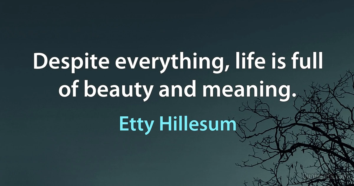 Despite everything, life is full of beauty and meaning. (Etty Hillesum)