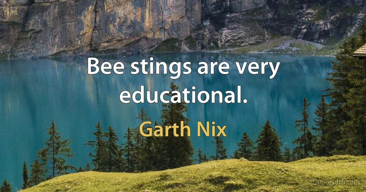 Bee stings are very educational. (Garth Nix)