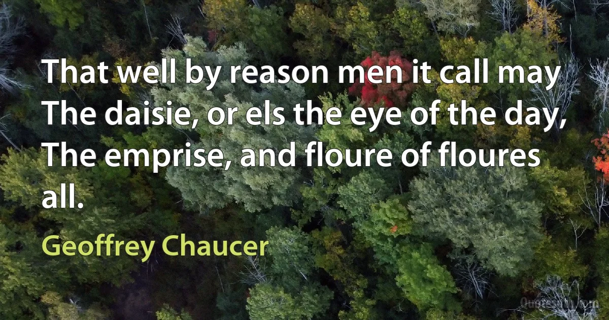 That well by reason men it call may
The daisie, or els the eye of the day,
The emprise, and floure of floures all. (Geoffrey Chaucer)