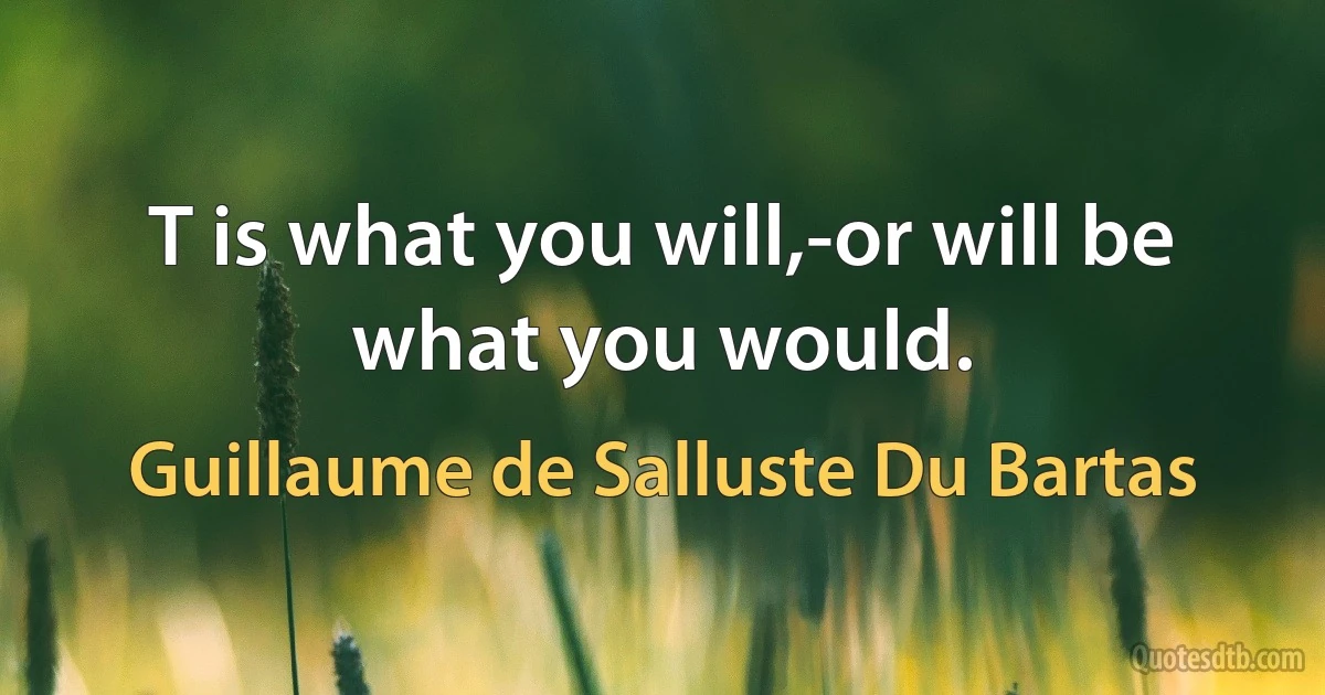 T is what you will,-or will be what you would. (Guillaume de Salluste Du Bartas)