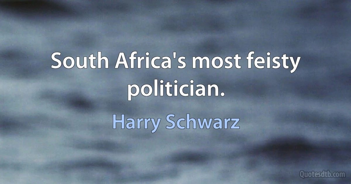 South Africa's most feisty politician. (Harry Schwarz)