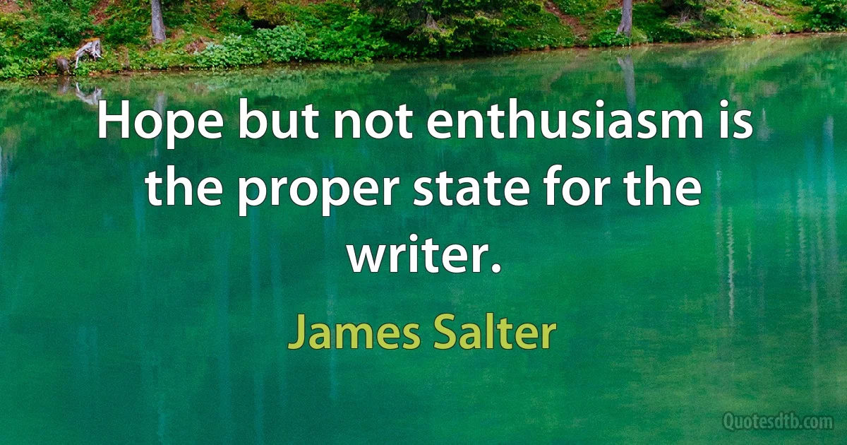 Hope but not enthusiasm is the proper state for the writer. (James Salter)