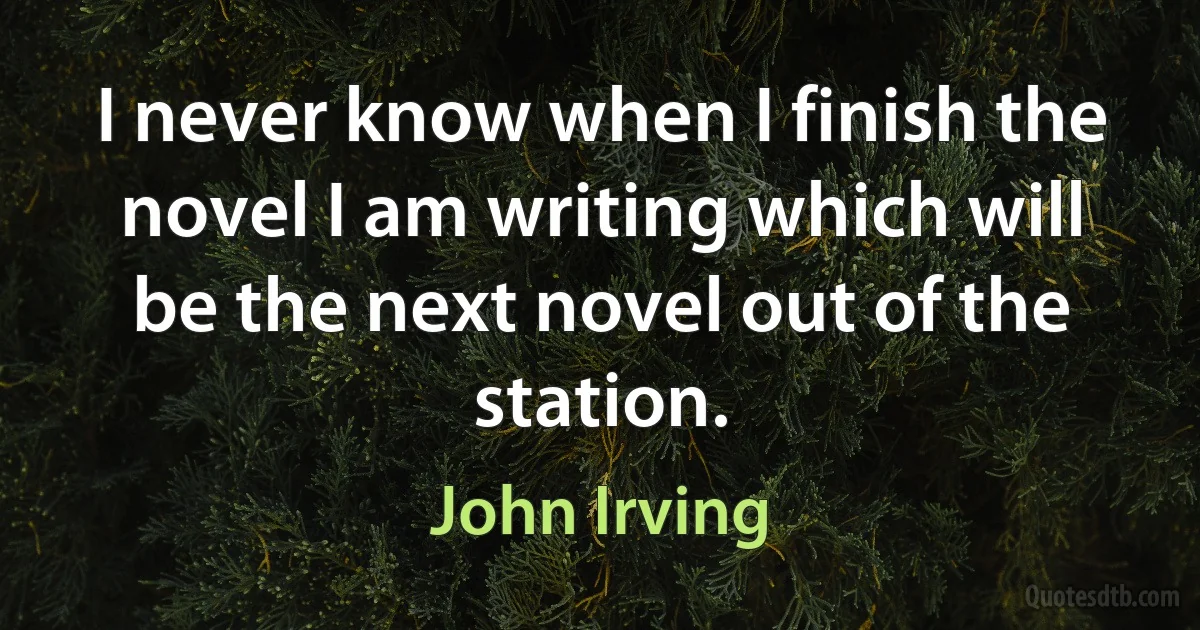 I never know when I finish the novel I am writing which will be the next novel out of the station. (John Irving)