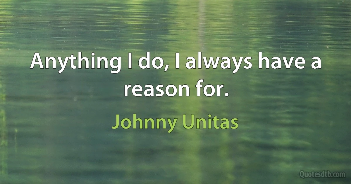 Anything I do, I always have a reason for. (Johnny Unitas)