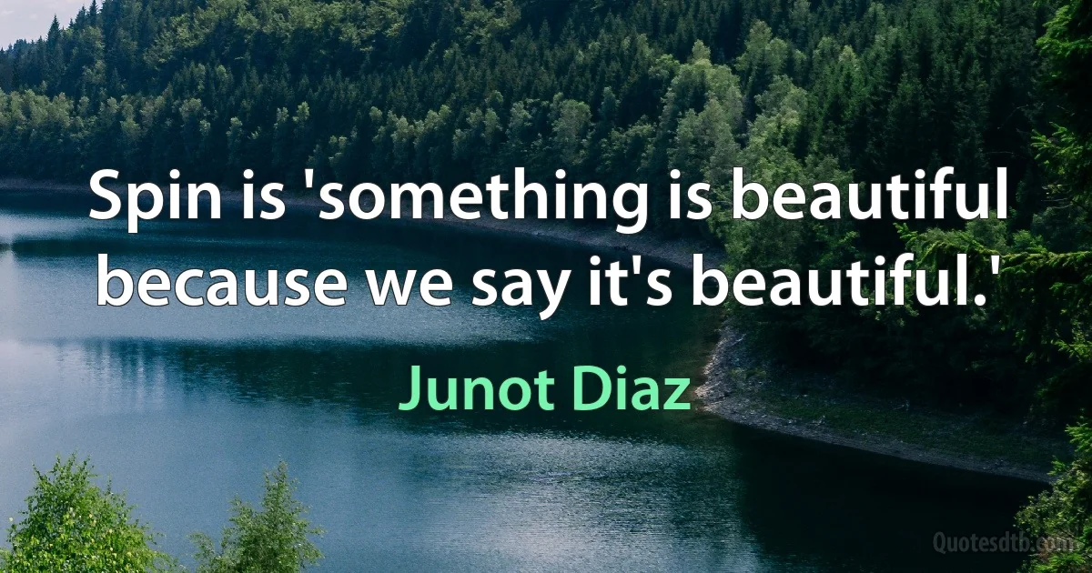 Spin is 'something is beautiful because we say it's beautiful.' (Junot Diaz)