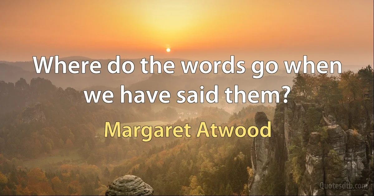 Where do the words go when we have said them? (Margaret Atwood)