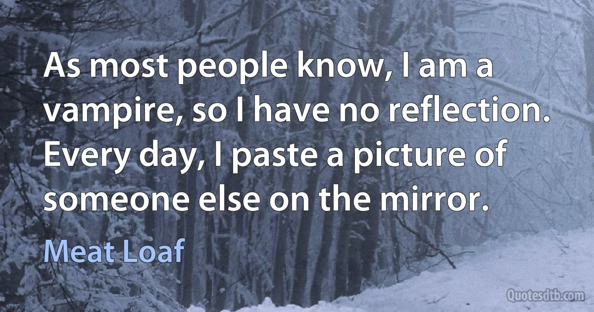 As most people know, I am a vampire, so I have no reflection. Every day, I paste a picture of someone else on the mirror. (Meat Loaf)