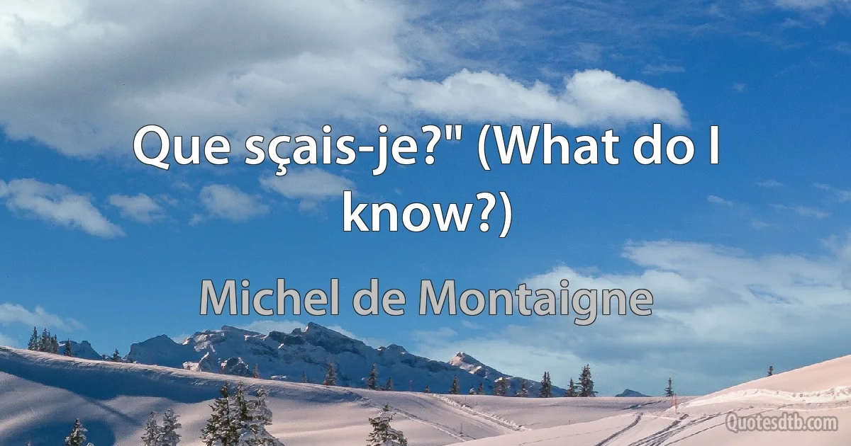 Que sçais-je?" (What do I know?) (Michel de Montaigne)