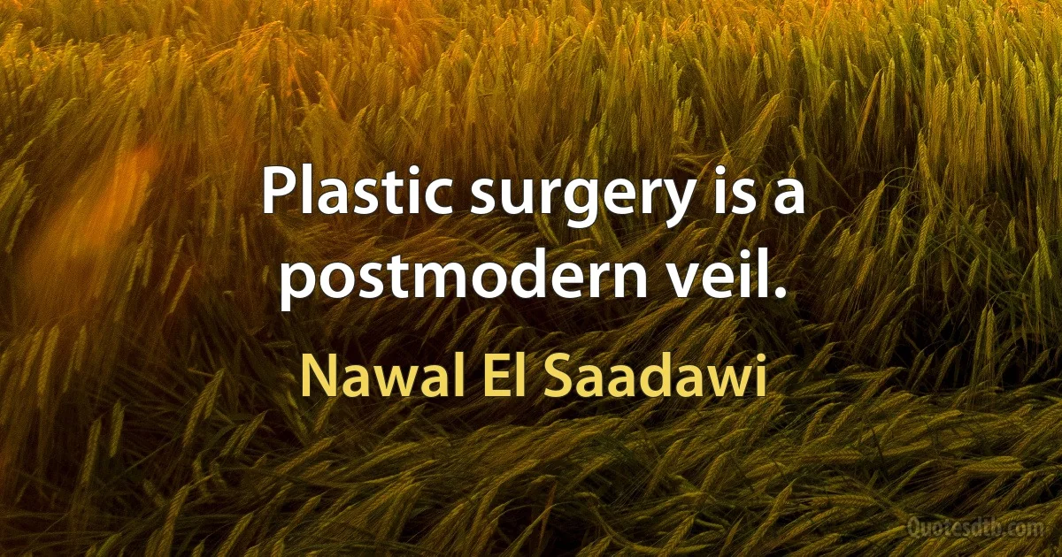 Plastic surgery is a postmodern veil. (Nawal El Saadawi)