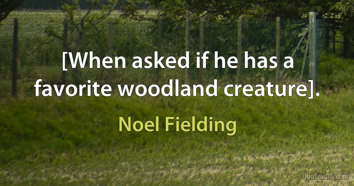 [When asked if he has a favorite woodland creature]. (Noel Fielding)