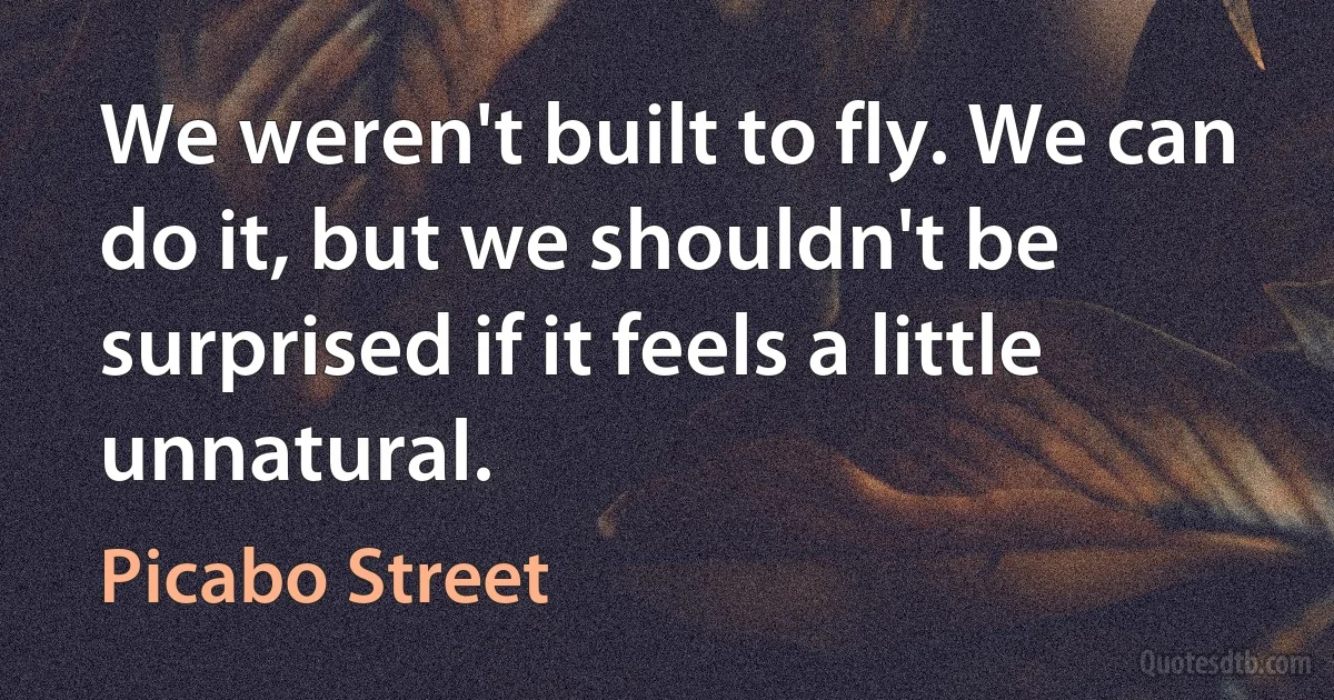 We weren't built to fly. We can do it, but we shouldn't be surprised if it feels a little unnatural. (Picabo Street)