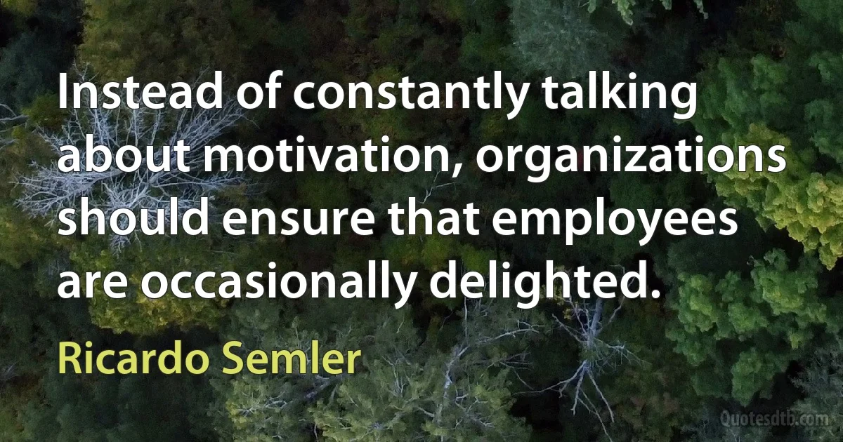 Instead of constantly talking about motivation, organizations should ensure that employees are occasionally delighted. (Ricardo Semler)