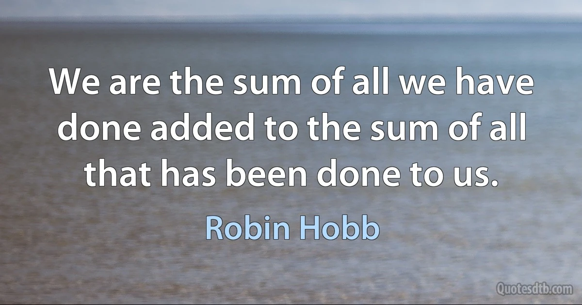 We are the sum of all we have done added to the sum of all that has been done to us. (Robin Hobb)