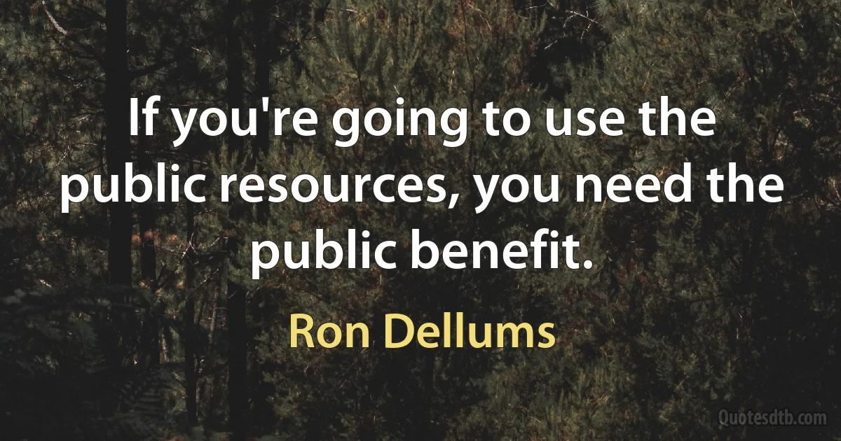 If you're going to use the public resources, you need the public benefit. (Ron Dellums)