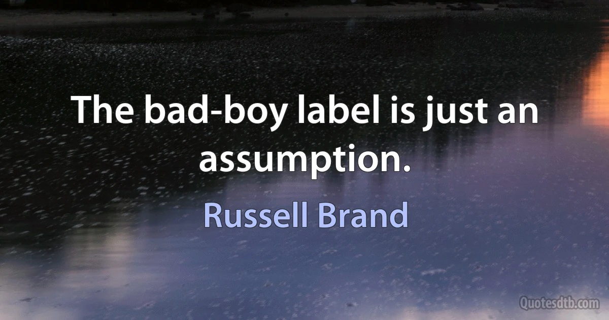 The bad-boy label is just an assumption. (Russell Brand)