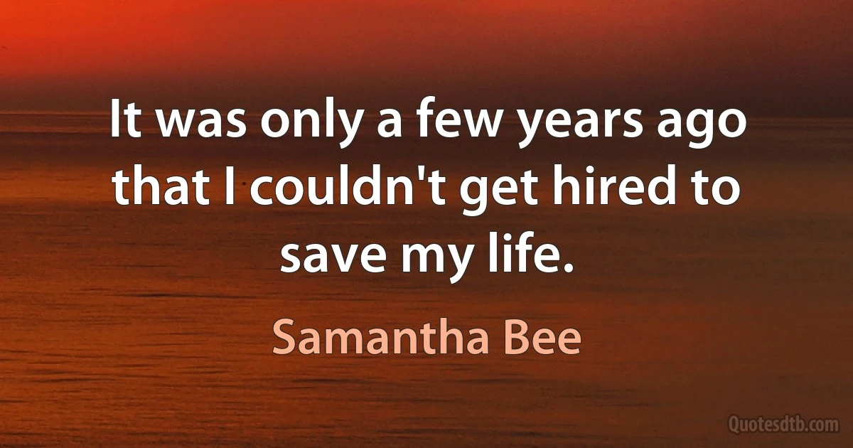 It was only a few years ago that I couldn't get hired to save my life. (Samantha Bee)