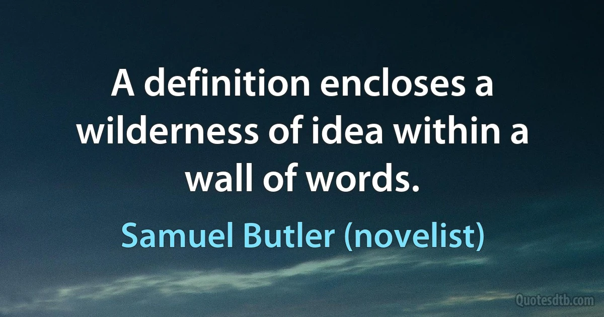 A definition encloses a wilderness of idea within a wall of words. (Samuel Butler (novelist))