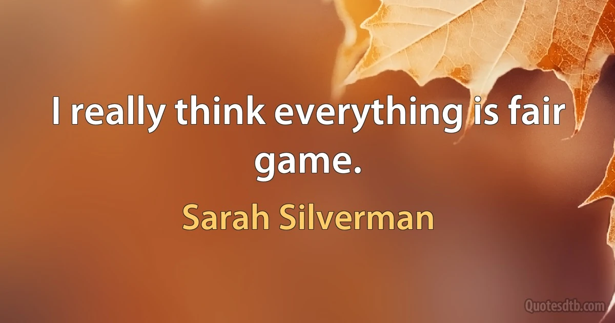 I really think everything is fair game. (Sarah Silverman)