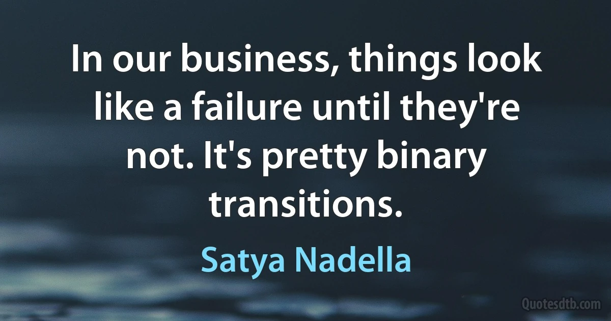 In our business, things look like a failure until they're not. It's pretty binary transitions. (Satya Nadella)