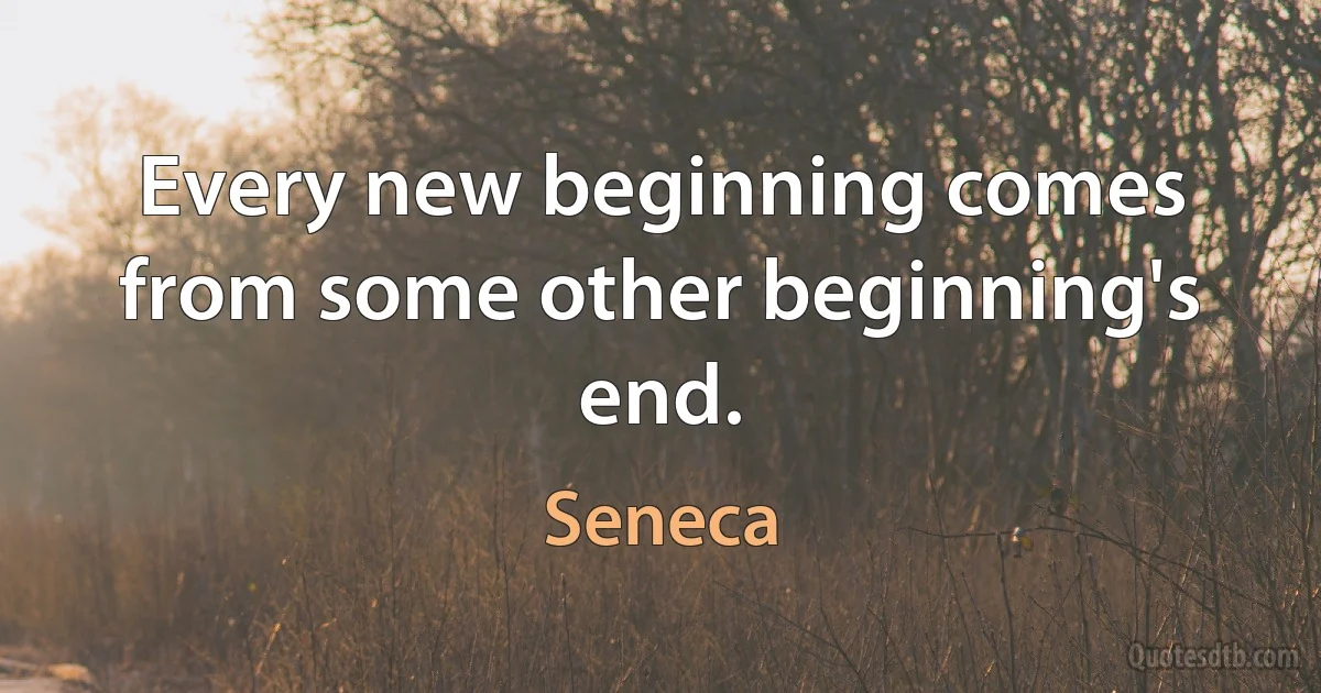 Every new beginning comes from some other beginning's end. (Seneca)