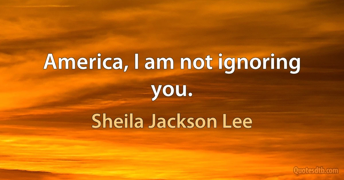 America, I am not ignoring you. (Sheila Jackson Lee)