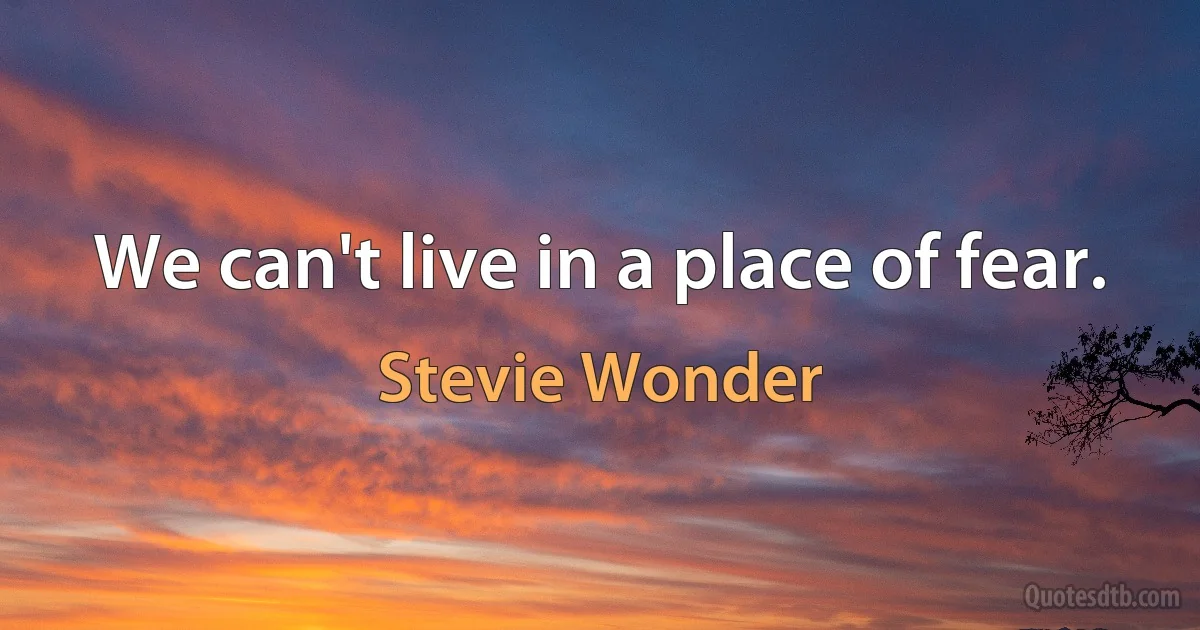 We can't live in a place of fear. (Stevie Wonder)