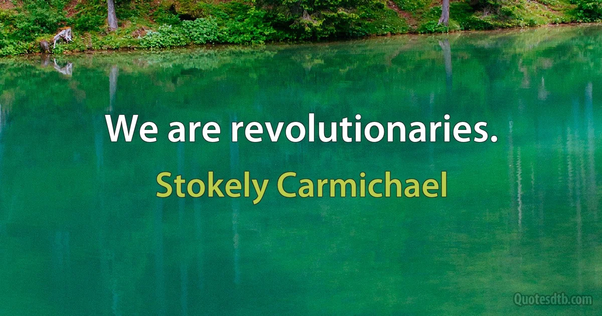 We are revolutionaries. (Stokely Carmichael)