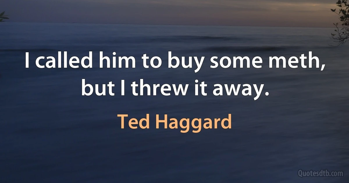 I called him to buy some meth, but I threw it away. (Ted Haggard)