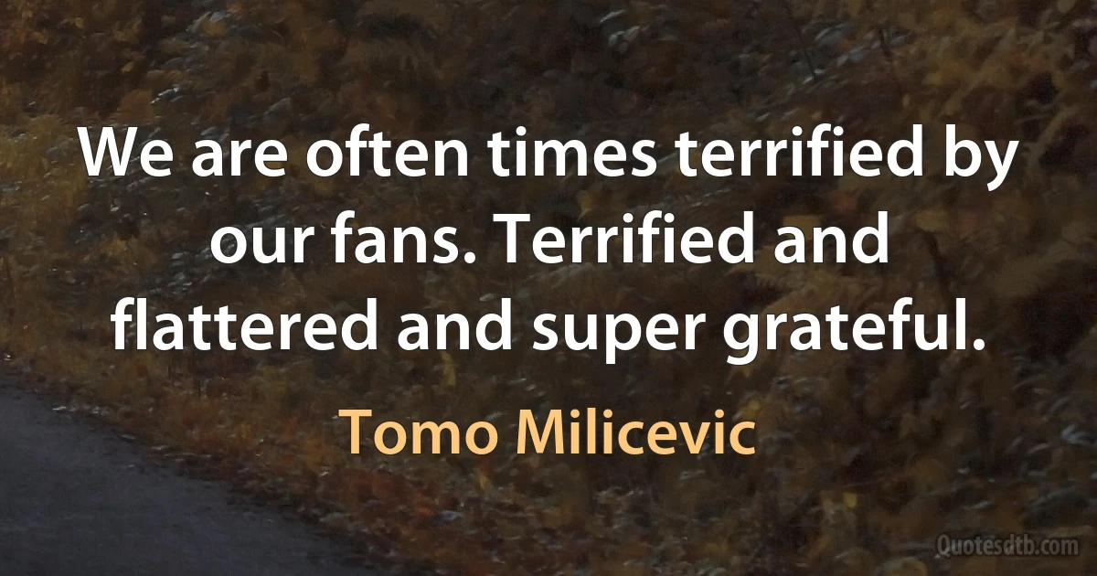 We are often times terrified by our fans. Terrified and flattered and super grateful. (Tomo Milicevic)